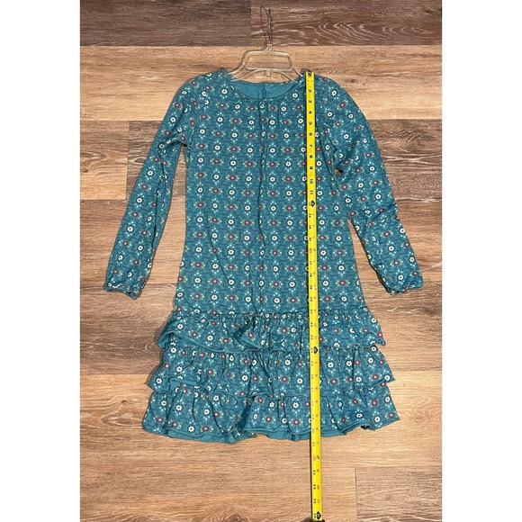 Lands End Girls Blue Flower Long Sleeve Ruffle Dress sz10 - Picture 6 of 6